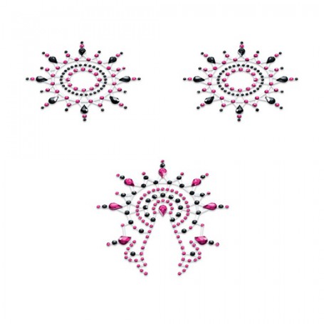 Lepítka GLORIA glittering jewelry black and pink 3 ks