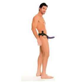 Nasazovací penis pro muže i ženy HOLLOW STRAP-ON vibrační fialový