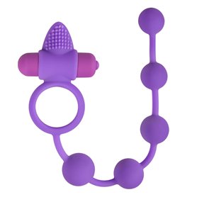 Kroužek na penis s kuličkami Easytoys TRIPLE PLEASURE purple
